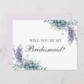 私の花嫁のメイドになってくれないか。紫の花。ラベンダー 招待状 (正面/裏面)