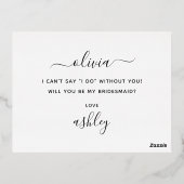 私の花嫁のメイドになってくれないか。金ゴールドエレガントユーカリ 箔招待状ポストカード (裏面)