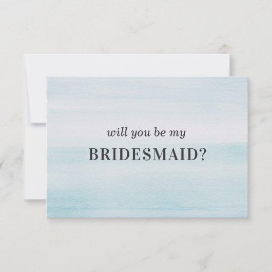 私の花嫁のメイドになってくれないか。青い水色のシンプル 招待状 (正面)
