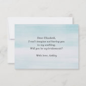 私の花嫁のメイドになってくれないか。青い水色のシンプル 招待状 (裏面)