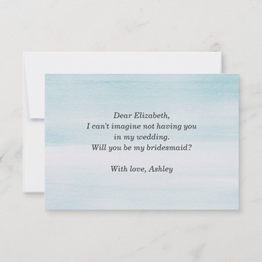 私の花嫁のメイドになってくれないか。青い水色のシンプル 招待状 (裏面)