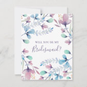 私の花嫁のメイドになってくれないか。青と紫のフローラ 招待状 (正面)