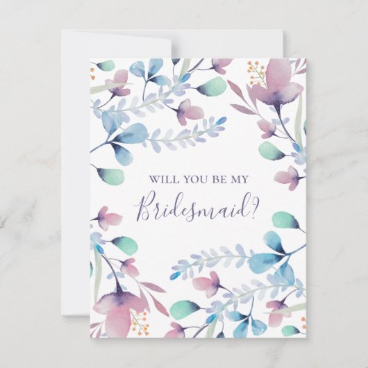 私の花嫁のメイドになってくれないか。青と紫のフローラ 招待状 (正面)