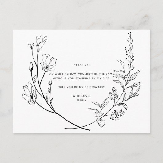 「私の花嫁のメイドになってくれない？」というプロポーザルのカード 案内ポストカード (裏面)