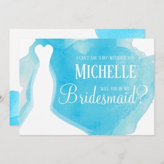 私の花嫁のメイドになってくれない？の結婚ガウンの水色 招待状 (正面/裏面)