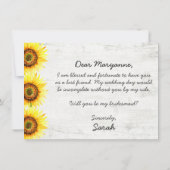 私の花嫁のメイドになってくれない?ひまわり素朴と木 招待状 (裏面)