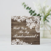 私の花嫁のメイドになってくれない？ウッド素朴&レース 招待状 (スタンド正面)