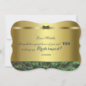 私の花嫁のメイドになってくれない？カスタムゴールデンピーコック 招待状 (裏面)