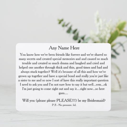 私の花嫁のメイドになってくれない？カスタム文字カード 招待状 (スタンド正面)