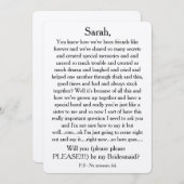 私の花嫁のメイドになってくれない？カスタム文字カード 招待状 (正面/裏面)