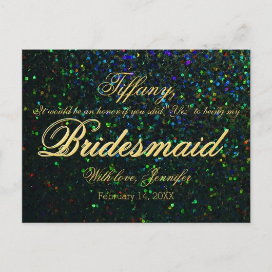 私の花嫁のメイドになってくれない？グリッタールック インビテーションポストカード (正面)