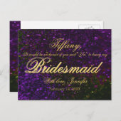 私の花嫁のメイドになってくれない?グリッター紫 インビテーションポストカード (正面/裏面)