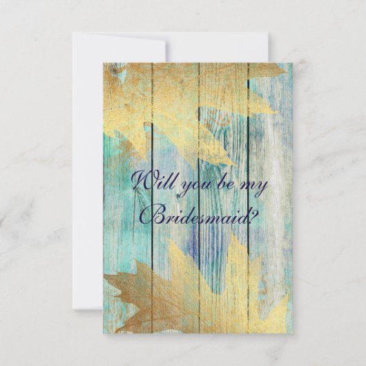 私の花嫁のメイドになってくれない？ゴールデン素朴ミントブルー 招待状 (正面)