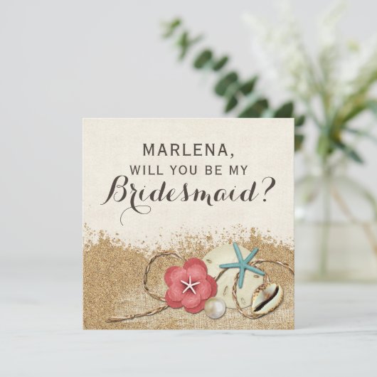 私の花嫁のメイドになってくれない？サンディビーチ結婚式 招待状 (スタンド正面)