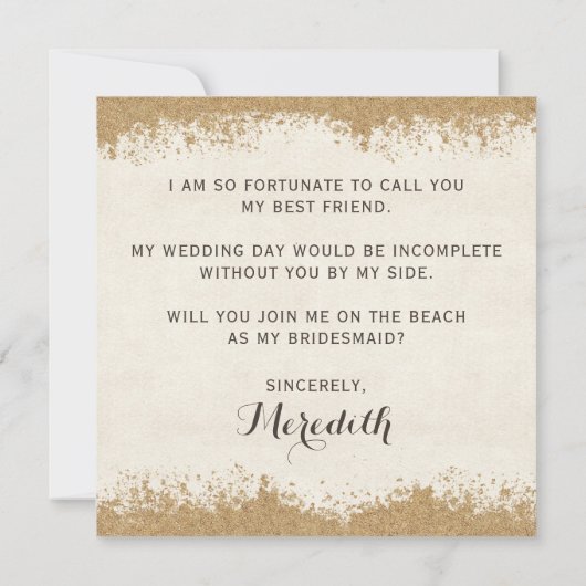 私の花嫁のメイドになってくれない？サンディビーチ結婚式 招待状 (裏面)