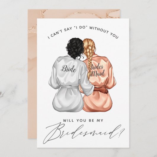 私の花嫁のメイドになってくれない？シルクの女の子のローブInv 招待状 (正面/裏面)