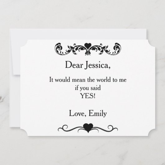 私の花嫁のメイドになってくれない?タイポグラフィ結婚の 招待状 (裏面)