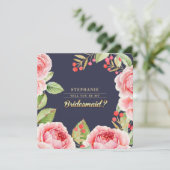 私の花嫁のメイドになってくれない？ネイビーブルーフローラ 招待状 (スタンド正面)