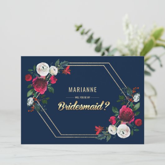 私の花嫁のメイドになってくれない？ネイビーブルーブルゴーニュ 招待状 (スタンド正面)