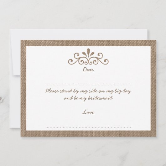 私の花嫁のメイドになってくれない？バーラップティアラカード 招待状 (裏面)