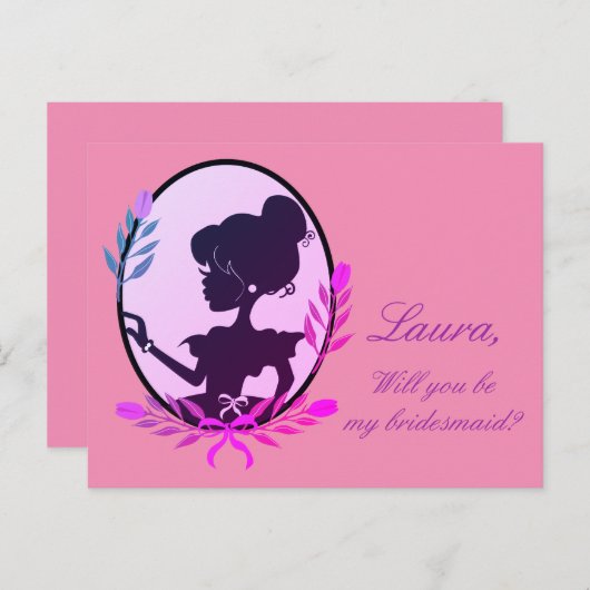 私の花嫁のメイドになってくれない？パープル インビテーションポストカード (正面/裏面)