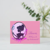 私の花嫁のメイドになってくれない？パープル インビテーションポストカード (スタンド正面)