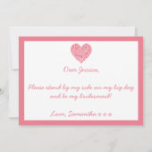 私の花嫁のメイドになってくれない？ピンクのハートカード 招待状 (裏面)