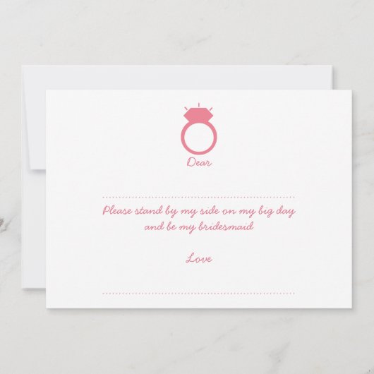 私の花嫁のメイドになってくれない？ピンクリングや輪カード 招待状 (裏面)