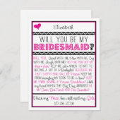 私の花嫁のメイドになってくれない?ピンク/黒のコラージカード 招待状 (正面/裏面)