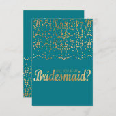 「私の花嫁のメイドになってくれない？」 フェイク金ゴールド紙吹雪 招待状 (正面/裏面)