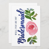 私の花嫁のメイドになってくれない？フローラとブルーカード 招待状 (正面/裏面)