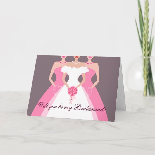 私の花嫁のメイドになってくれない？ブライダルパーティピンク 招待状 (正面)