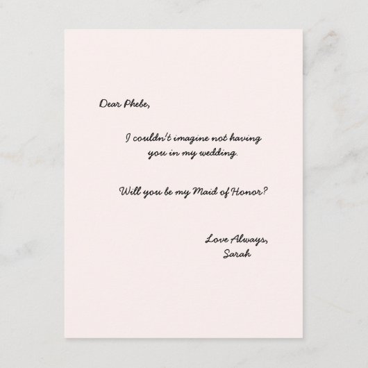 私の花嫁のメイドになってくれない? |ブライドメイドカード エンクロージャーカード (裏面)