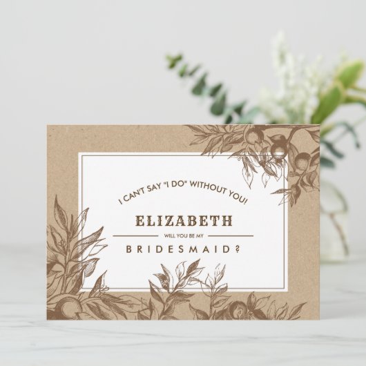 私の花嫁のメイドになってくれない？ボタニカルクラフト紙 招待状 (スタンド正面)