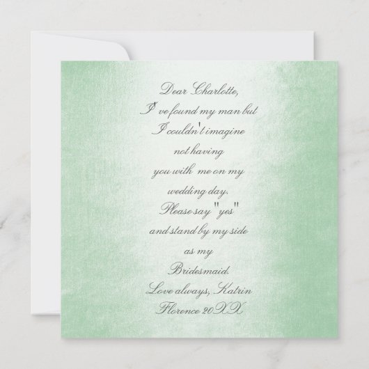 私の花嫁のメイドになってくれない?ミントグリーン離れ 招待状 (裏面)