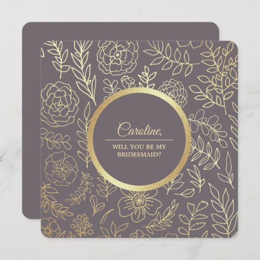 私の花嫁のメイドになってくれない？モカ金ゴールドフローラ 招待状 (正面/裏面)