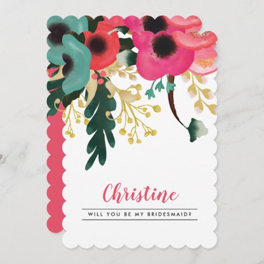 私の花嫁のメイドになってくれない?モダンフローラ 招待状 (正面/裏面)