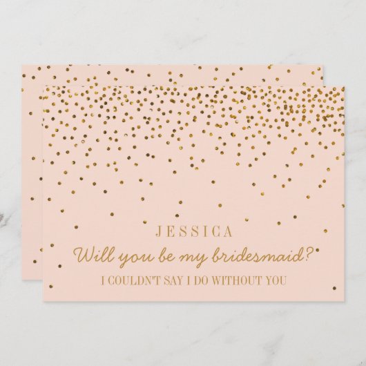 私の花嫁のメイドになってくれない？ヴィンテージ紙吹雪 招待状 (正面/裏面)