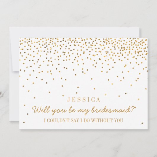 私の花嫁のメイドになってくれない?ヴィンテージ金ゴールド紙吹雪 招待状 (正面)