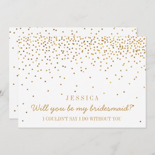 私の花嫁のメイドになってくれない?ヴィンテージ金ゴールド紙吹雪 招待状 (正面/裏面)