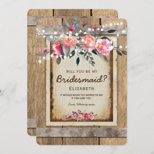 私の花嫁のメイドになってくれない？ |国素朴フローラ 招待状 (正面/裏面)