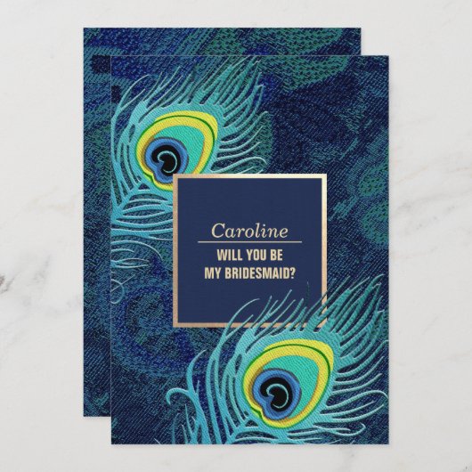 私の花嫁のメイドになってくれない？孔雀の羽 招待状 (正面/裏面)