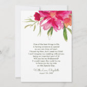 私の花嫁のメイドになってくれない?明るい赤紫色グリーンフローライン 招待状 (裏面)