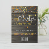 私の花嫁のメイドになってくれない?木製の背景 招待状 (スタンド正面)