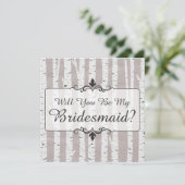 私の花嫁のメイドになってくれない？樺の木ツリー素朴ウッド 招待状 (スタンド正面)