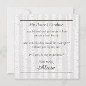 私の花嫁のメイドになってくれない？樺の木ツリー素朴ウッド 招待状 (裏面)