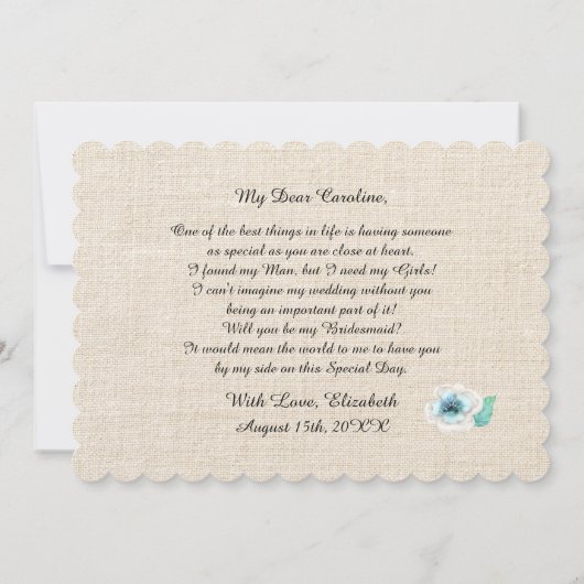 私の花嫁のメイドになってくれない?水彩フローラ 招待状 (裏面)