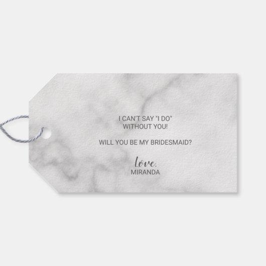 私の花嫁のメイドになってくれない?白モダン大理石 ギフトタグ (裏面横)