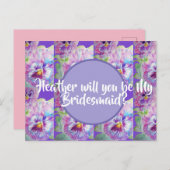 私の花嫁のメイドになってくれない？紫のフローラはがき ポストカード (正面/裏面)
