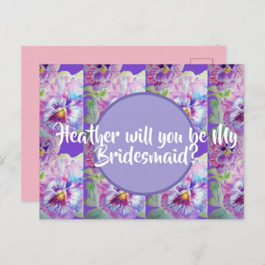 私の花嫁のメイドになってくれない？紫のフローラはがき ポストカード (正面/裏面)